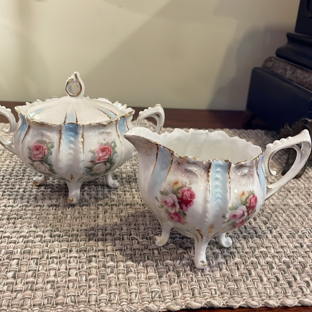 Antique RS Prussia Bone China Cream & Sugar Set